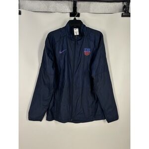 FC Barcelona Academy Full Zip Up Windbreaker Jacket Navy Blue DM2966-451 Medium‎